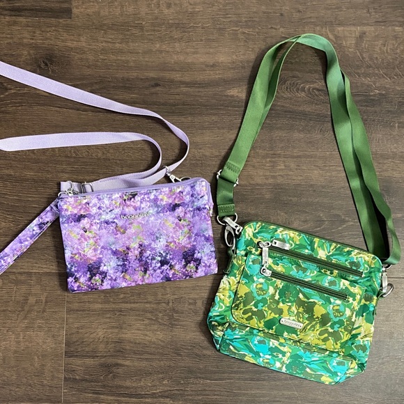 Baggallini Handbags - Baggallini Purple and Green Floral Crossbody Bags
